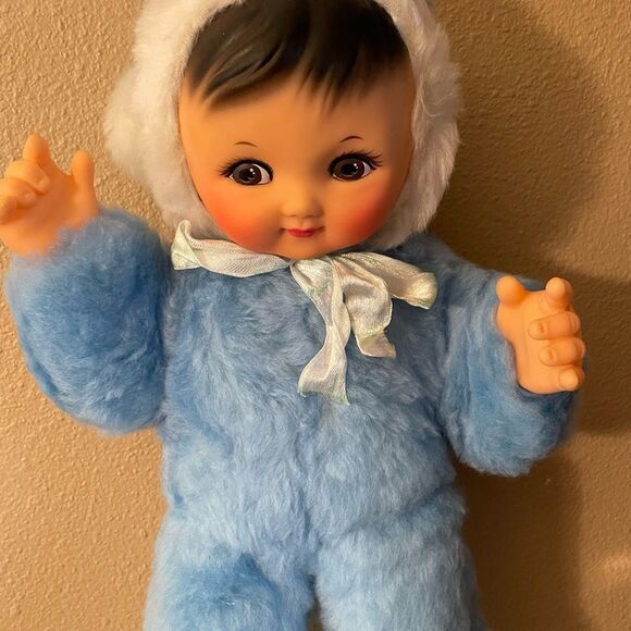 Rubber Face Doll Vintage Hand Painted Face Made in China Original Tag 16 inches - Picture 6 of 16